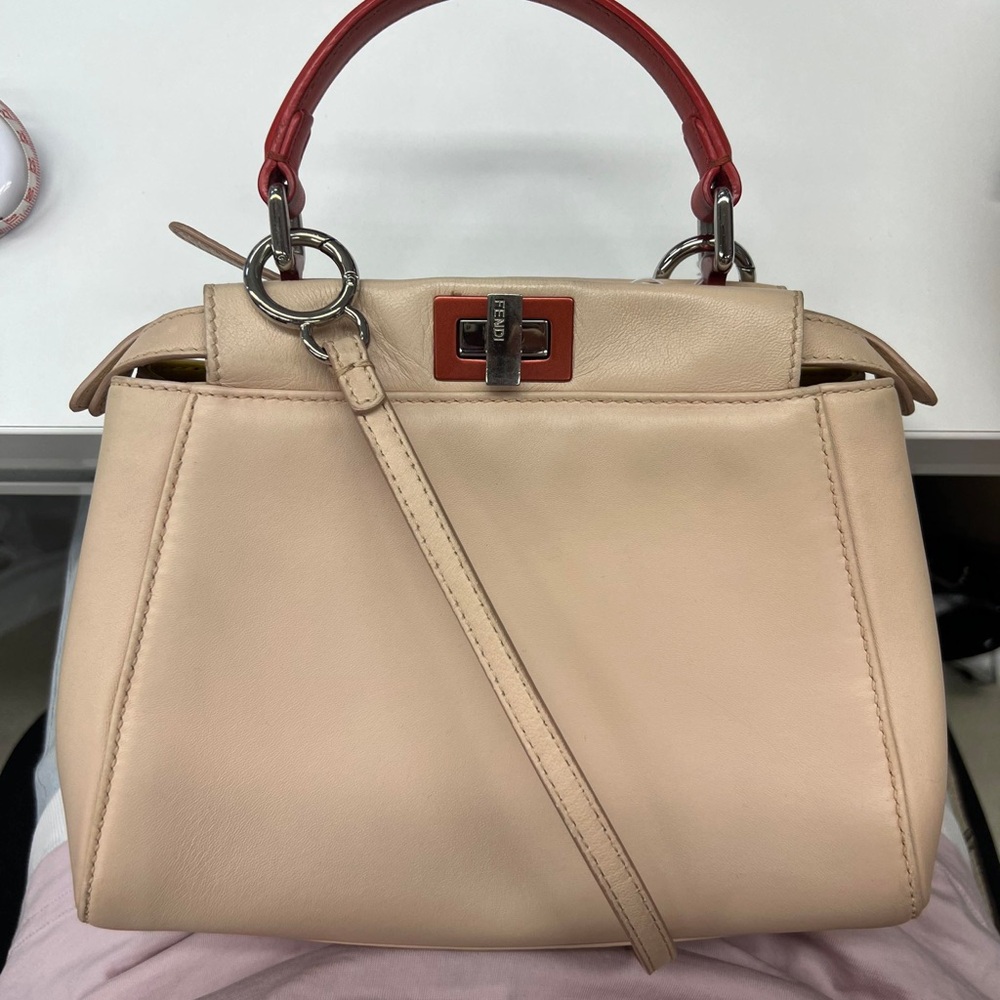 Fendi Cream and Red Shoulder Bag